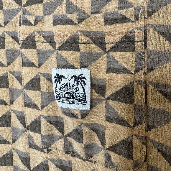 Howler Bros Mens Jacquard Geometric Tee Size L Mustard Pocket Western Surf Vibe - Picture 5 of 9